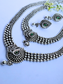 Oxidised Jewellery Set with Choker & Long Pendant | Leaf Design with Green Stones