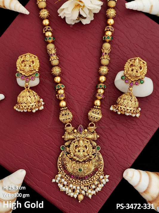 Temple Jewellery Beautiful Designer High Gold Polish Pendant Set