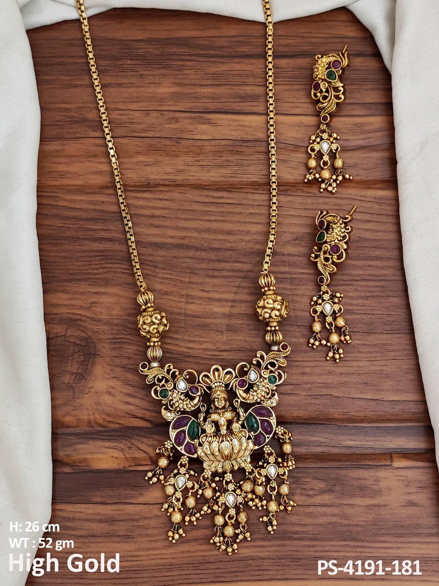 Temple Jewellery High Gold Polish Beautiful Traditional Pendant Set