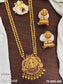 Beautiful Designer High Gold Polish Kemp Design Gold Laxmi Pendant Long Temple Pendant Set