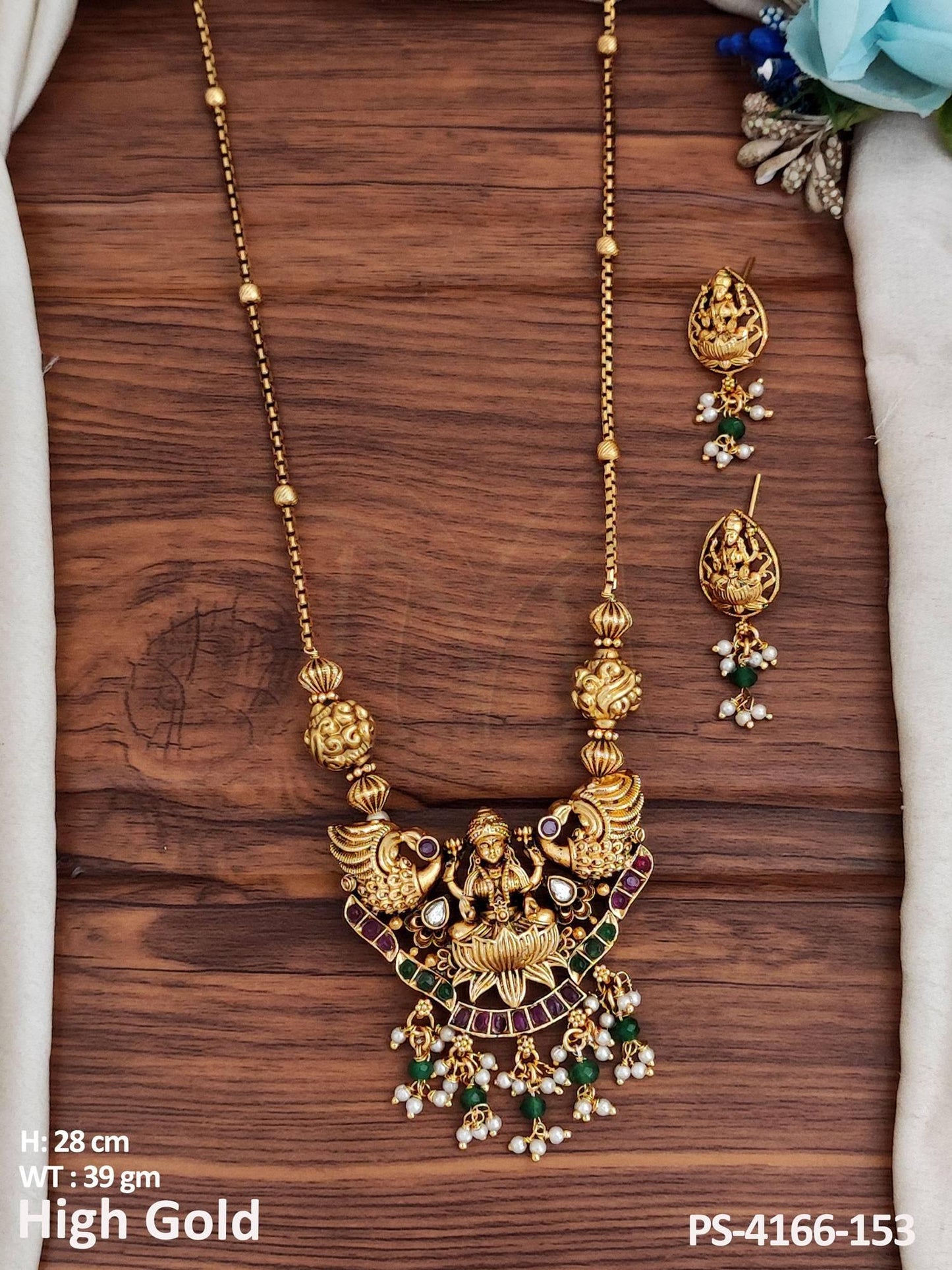 Royal Look Temple Jewellery High Gold Polish for a Grand Wedding Style Fancy Designer Pendant Set