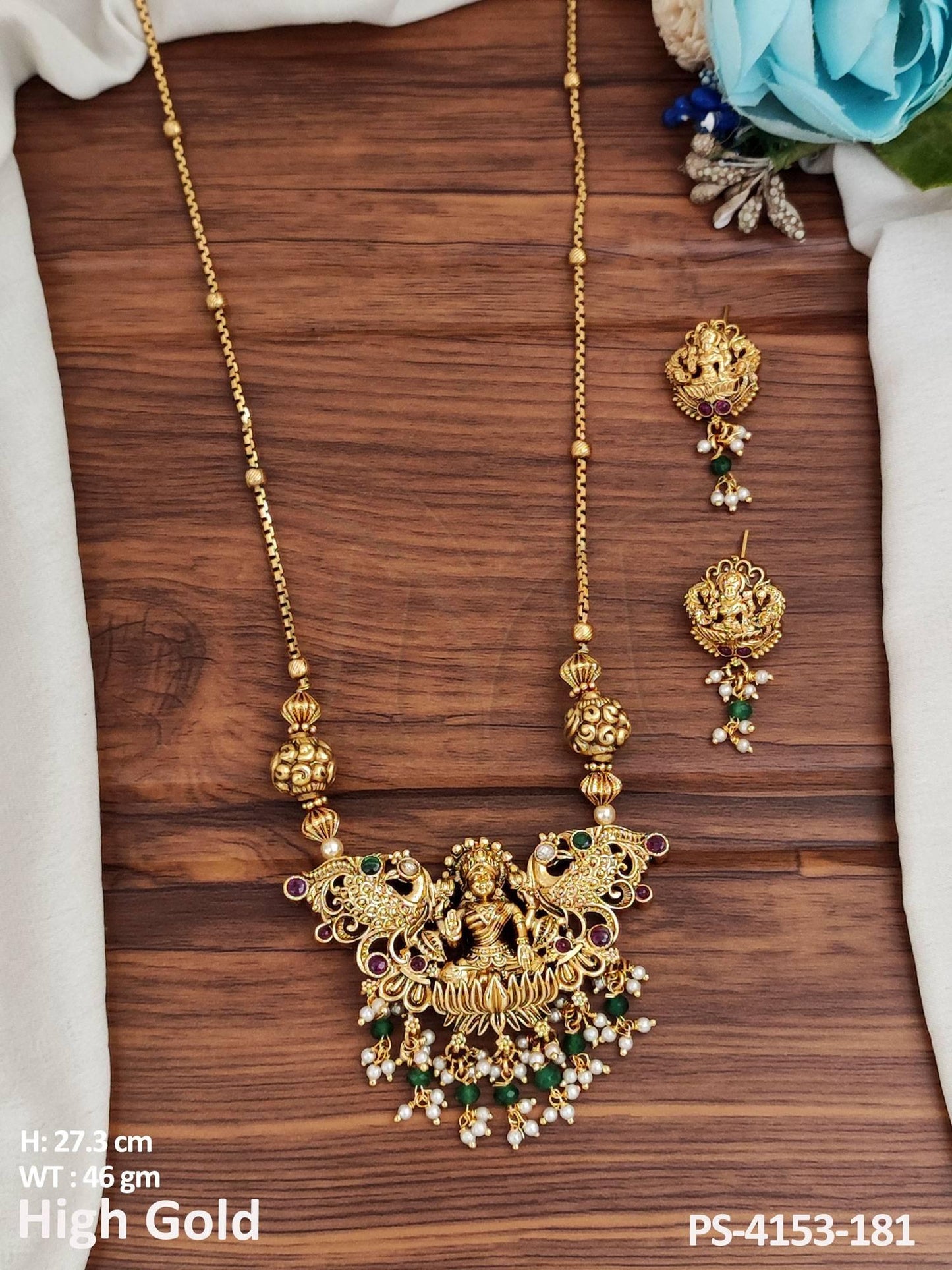 Temple Jewellery High Gold Polish Fancy designer Pendant Set