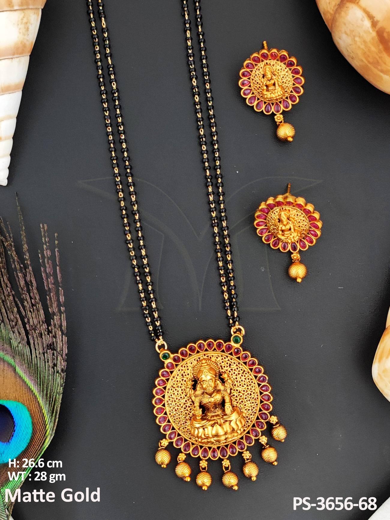 Temple Jewellery Matte Gold Polish Party Wear Pendant Set