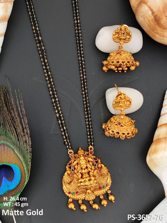 Temple Jewellery Designer Matte Gold Polish Fancy Style Pendant Set