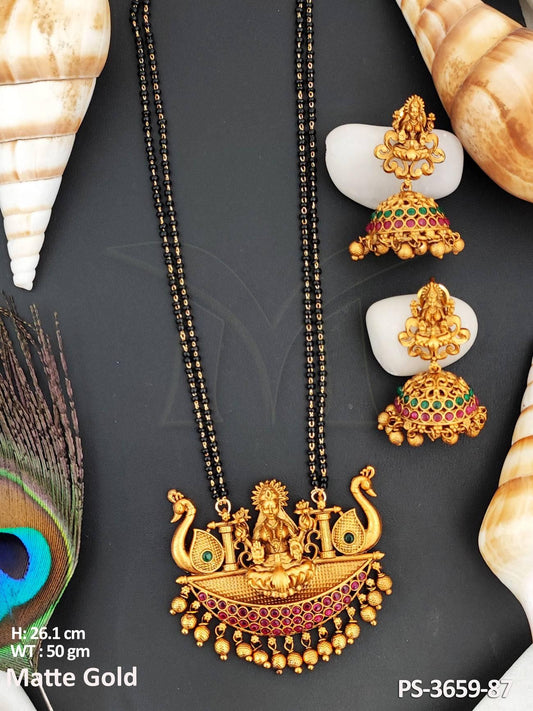 Temple Jewellery Beautiful Matte Gold Polish Party Wear Pendant Set
