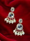 Zircon Debating Earrings with White Moti and Big Centre Stone | Wedding & Party Wear