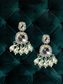 Zircon Debating Earrings with White Moti and Big Centre Stone | Wedding & Party Wear