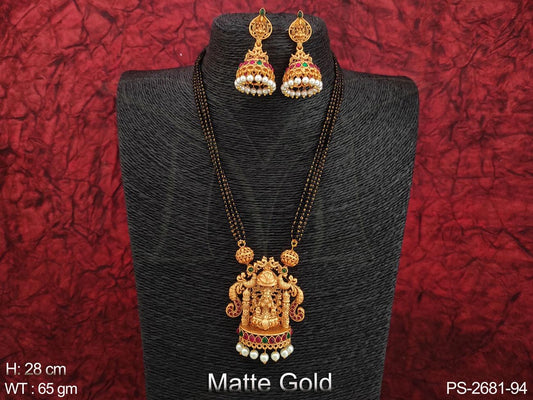 Designer Fancy Style God Laxmi Pendant Matte Gold Polish Beautiful Temple Pendant Set