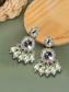 Zircon Debating Earrings with White Moti and Big Centre Stone | Wedding & Party Wear