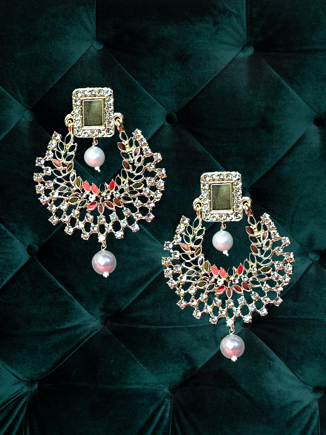 Mirror Zircon Earrings | Round Shape with Intricate Detailing | Wedding & Ethnic Wear