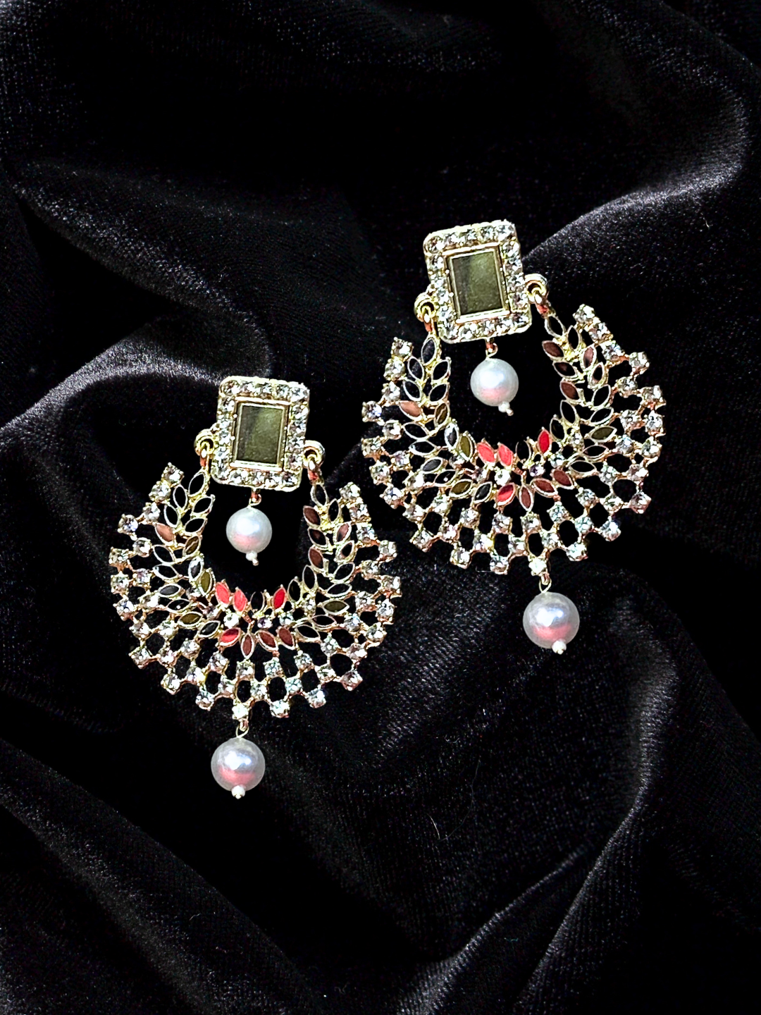 Mirror Zircon Earrings | Round Shape with Intricate Detailing | Wedding & Ethnic Wear