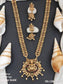 Beautiful Designer Matte Gold Polish Temple Long Necklace Set