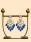 Kundan Earrings with Blue Moti & White Kundan Stones | Gold-Plated | Ethnic & Wedding Wear