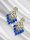Kundan Earrings with Blue Moti & White Kundan Stones | Gold-Plated | Ethnic & Wedding Wear