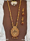 Flowered Bordered Long Moti Temple Pendant
